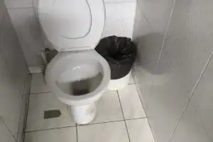 Vaso sanitario entupido em banheiro residencial antes do atendimento